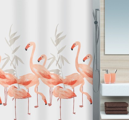 Штора для ванной Spirella Flamingo, 180x200см, текстиль, оранжево-розовый 1016355