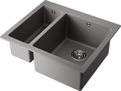 Кухонная мойка Omoikiri Bosen 59-2A-GR Artceramic, две чаши, leningrad grey 4993822