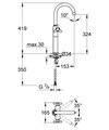 Смеситель поворотный вентильный для свободностоящих раковин, хром Grohe Atrio 21044000