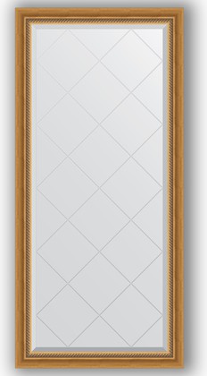 Зеркало Evoform Exclusive-G 730x1550 с фацетом и гравировкой, в багетной раме 70мм, состаренное золото с плетением BY 4260