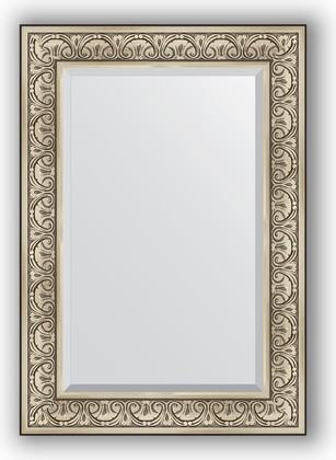 Зеркало Evoform Exclusive 700x1000 с фацетом, в багетной раме 106мм, барокко серебро BY 3450