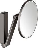 Косметическое зеркало Keuco iLook_move, с подсветкой, круглое, c выключателем, увеличение х5, титан чёрный шлифованный 17612 359004