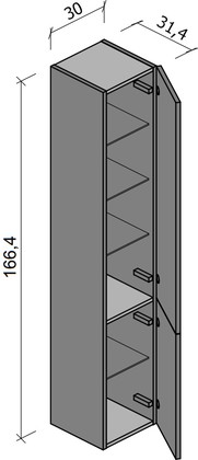 Шкаф-пенал для ванной Verona Solo, 1664x300, подвесной, две дверки, глянцевая эмаль SL302(L/R)G