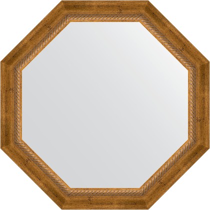 Зеркало Evoform Octagon 680x680 в багетной раме 70мм, состаренная бронза с плетением BY 7317