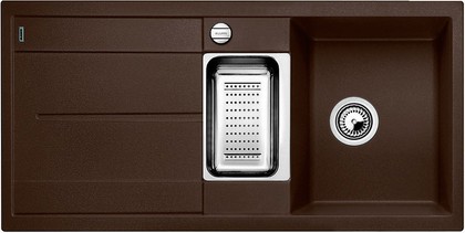 Кухонная мойка Blanco Metra 6S, с крылом, с клапаном-автоматом, коландером, гранит, кофе 515045