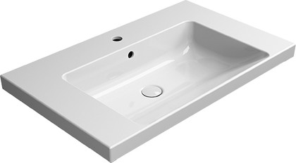 Раковина GSI Norm 800, подвесная, встраиваемая, перелив, отверстие под смеситель, белый глянцевый 8634111