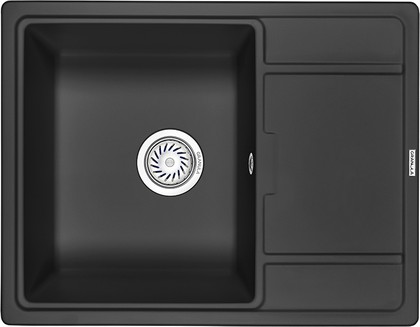 Кухонная мойка Granula 6503, 650x500, накладная, с крылом, кварц, Турмалин 6503, ТУРМАЛИН