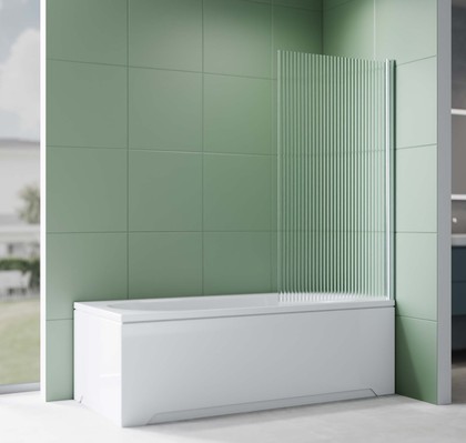 Шторка на ванну Aquatek 800x1500, одноэлементная, поворотная, стекло прозрачное рифлёное 6мм, профиль хром AQ.BS.080.2CH