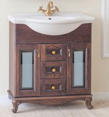 Тумба c раковиной Alligator Mebel Барселона, 85см, стекло, орех bts85nut/rd85