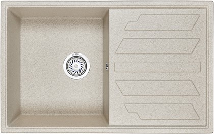 Кухонная мойка Granula 8002, 800x500, накладная, с крылом, кварц, Пирит 8002, ПИРИТ