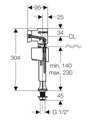 Впускной клапан унитаза Geberit тип 340, подвод воды снизу, 1/2" 136.732.00.1