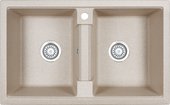 Кухонная мойка Granula 8101, 810x500, накладная, двойная, кварц, Пирит 8101, ПИРИТ