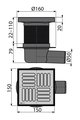 Трап для душа Alcadrain, 150x150/50, подводка боковая, гидрозатвор мокрый, решётка нержавеющая сталь APV5411