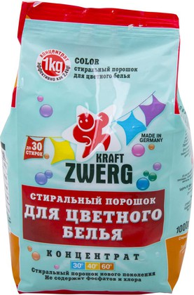 Стиральный порошок Kraft Zwerg для цветного белья, концентрат, 1кг 54322
