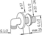 Проходной угол для шланга 1/2, хром Oras Bidetta 267043