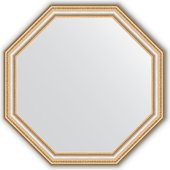Зеркало Evoform Octagon 716x716 в багетной раме 60мм, золотые бусы на серебре BY 3711