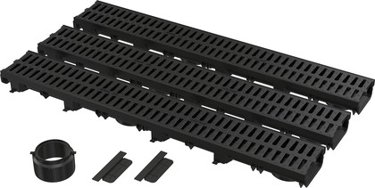Дренажные каналы Alcaplast Low, 3x1000мм, заниженные, пластиковая решётка AVZ112-G501