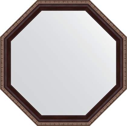 Зеркало Evoform Octagon 590x590 в багетной раме 50мм, махагон с орнаментом BY 3866