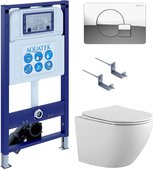 Унитаз с инсталляцией Aquatek Европа-067 4в1, унитаз AQ1901-00, сиденье soft close, кнопка хром SET AQUATEK ЕВРОПА-067 4в1