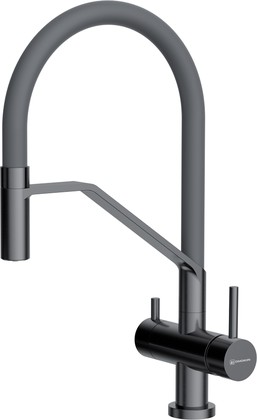 Смеситель для кухни Omoikiri Akeno GM, подключение питьевой воды, воронёная сталь, серый 4994545