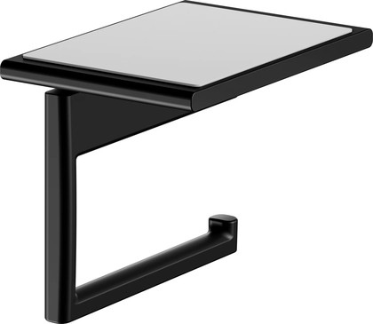 Держатель для туалетной бумаги Keuco Actis с полкой, чёрный матовый 13573 370000