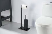 Стойка для туалета Aquatek Либра напольная, держатель туалетной бумаги с ёршиком, чёрный матовый AQ4331MB