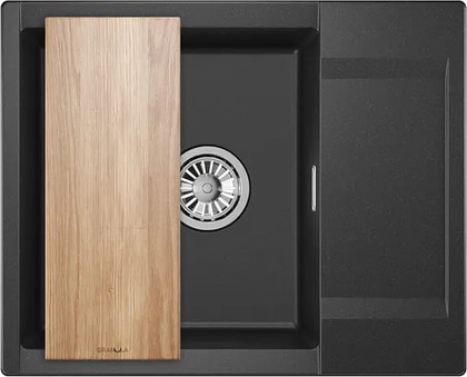 Кухонная мойка Granula Estetica ES-6202, 620x500, с крылом, кварц, Чёрный 6202, ЧЁРНЫЙ