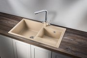 Кухонная мойка Granula 8201, 820x500, накладная, двойная, кварц,Песок 8201, ПЕСОК