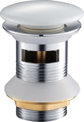 Сливной набор для раковины Aquatek, Push-open круг, с переливом, крышка керамическая, белая AQ6005CW