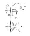 Смеситель для кухонной мойки Grohe Eurosmart настенный, хром 32482003
