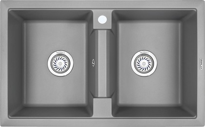 Кухонная мойка Granula 8101, 810x500, накладная, двойная, кварц, Алюминиум 8101, АЛЮМИНИУМ