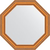 Зеркало Evoform Octagon 560x560 в багетной раме 60мм, золотые бусы на бронзе BY 3977