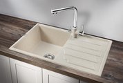 Кухонная мойка Granula 8002, 800x500, накладная, с крылом, кварц, Пирит 8002, ПИРИТ
