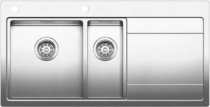 Кухонная мойка чаши слева, крыло справа, с клапаном-автоматом, нержавеющая сталь зеркальной полировки Blanco Divon 6S-IF 515934