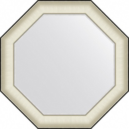 Зеркало Evoform Octagon 64x64, восьмиугольное, в багетной раме, белая кожа с хромом 78мм BY 7440