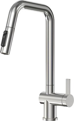 Смеситель кухонный Granula Kitchen Space KS-7273, выдвижной излив 2jet, подключение к фильтру питьевой воды, Сталь сатин 7273, СТАЛЬ САТИН
