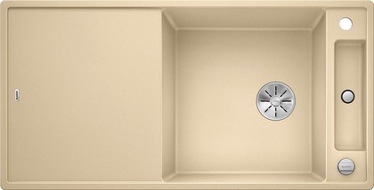 Кухонная мойка Blanco Axia III XL 6S, клапан-автомат, доска из белого стекла, шампань 523516