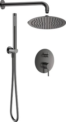 Комплект для душа AQUAme, встраиваемый, смеситель, gun metal AQM8404GM