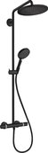 Душевая стойка Hansgrohe Croma Select S Showerpipe 280 1jet, термостат для душа, ручной душ Raindance Select S 120 3jet, матовый чёрный 26890670