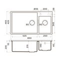 Кухонная мойка Omoikiri Tedori 85-2-U-PL, две чаши, Tetogranit, платина 4993947