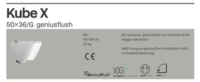 Унитаз подвесной GSI Kube X 500, безободковый Genius Flush, с креплением FISR5, белый матовый 9412FR509
