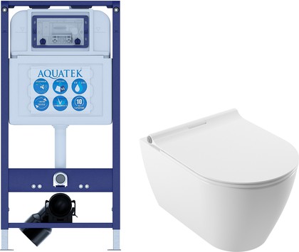 Инсталляция для унитаза Aquatek с унитазом Serel Sapphir, сиденье soft close, без клавиши и крепежа Set Serel Sapphir SP26SL INS25