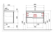 Тумба с умывальником AQUAme S3 80, подвесная, антрацит AQM900380GM+1017000800001