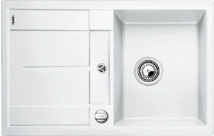 Кухонная мойка Blanco Metra 45S-F, с крылом, с клапаном-автоматом, гранит, белый 519083