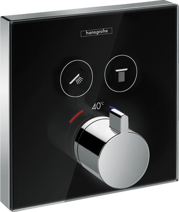Термостат для душа Hansgrohe ShowerSelect Glass, внешняя часть, стекло, чёрный-хром 15738600