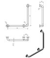 Поручень настенный Aquatek 600x600, Г-образный, левый, хром POR-0000008