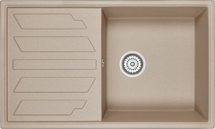 Кухонная мойка Granula 8601, 860x500, накладная, с крылом, кварц, Песок 8601, ПЕСОК