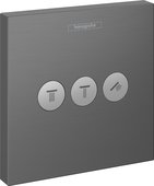 Переключатель для душа Hansgrohe ShowerSelect наружная часть, на 3 потребителя, шлифованный чёрный хром 15764340