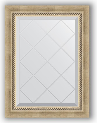 Зеркало Evoform Exclusive-G 530x710 с фацетом и гравировкой, в багетной раме 70мм, состаренное серебро с плетением BY 4003