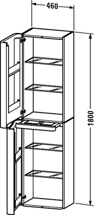 Шкаф подвесной Duravit PuraVida, 1800х460, высокий, петли слева, белый глянец 9206 85 85 L